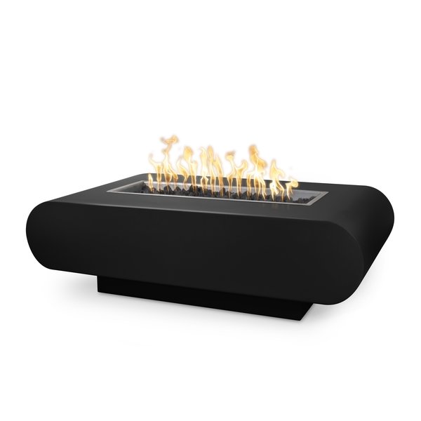 The Outdoor Plus 60 Rectangular La Jolla Fire Pit - Powder Coated Metal - Black - Match Lit - Liquid Propane OPT-LAJPC60-BLK-LP